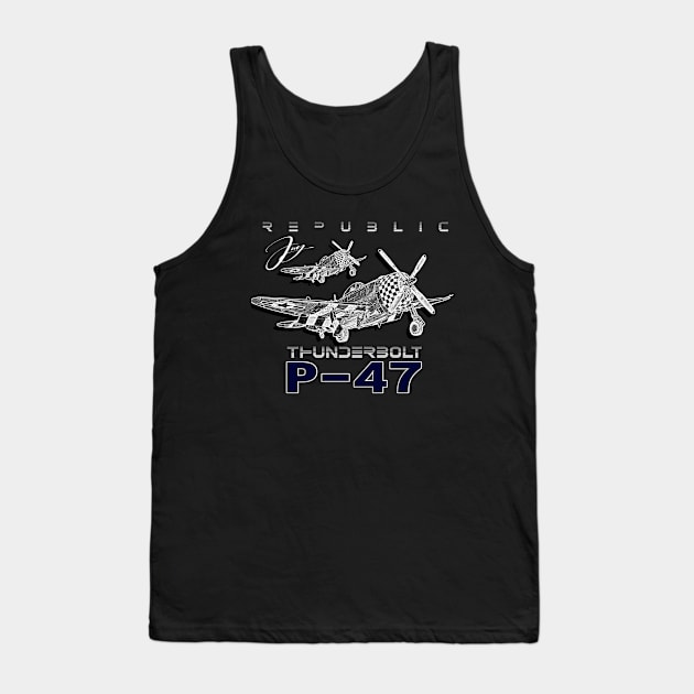 P47 Thunderbolt Republic World War II Fighter Aircraft Tank Top by aeroloversclothing